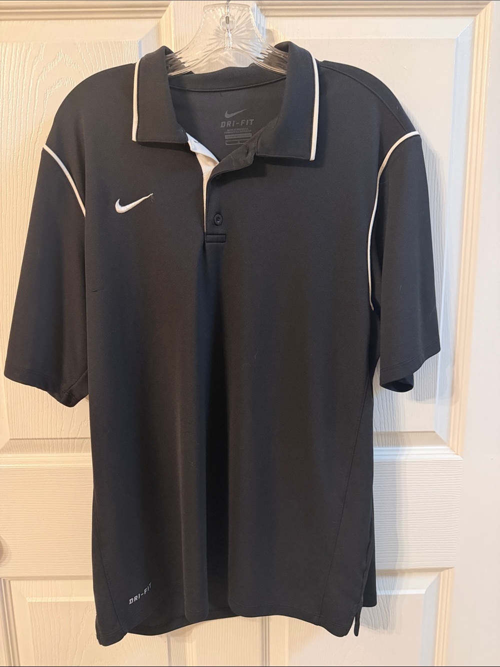 Nike Black Polo Shirt with White Piping